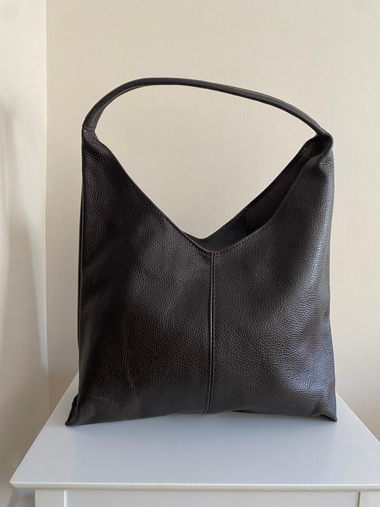 Bolso hobo atemporal de piel - negro
